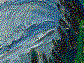 The same patch dithered: dots of green, blue, black, white and yellow